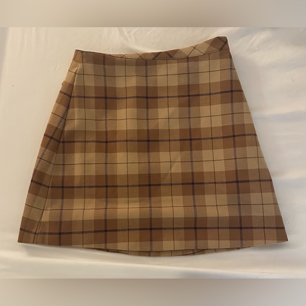 Aritzia Wilfred Mini Plaid Skirt in Brown